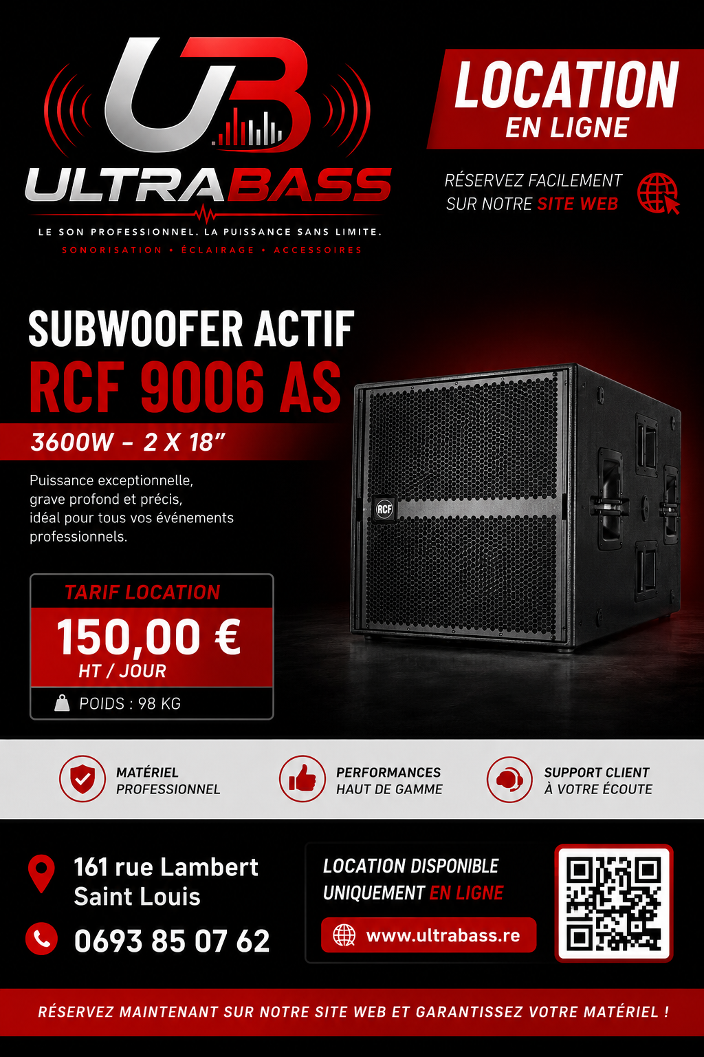 LOCATION unité SUB 9006 RCF PAR JOUR